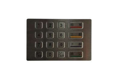 صفحه کلید فولاد ضد زنگ کیوسک RS485 ، طرح بندی صفحه شخصی مسطح با صفحه کلید ATM 16 دکمه